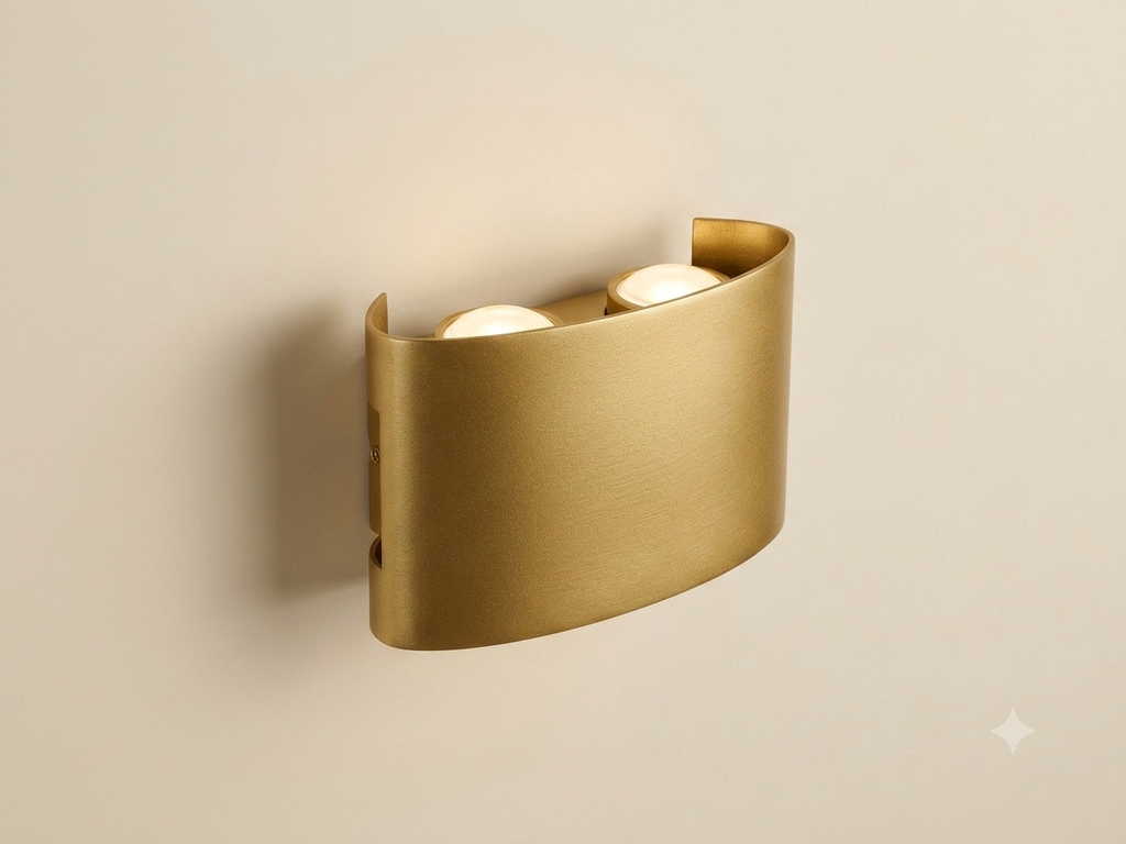 A white wall sconce with a simple and elegant curved design, providing soft overhead lighting.
