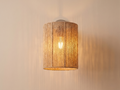 Cylindrical wall lamp made of burlap threads (rustic appliqué).