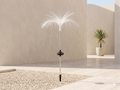 Solar-powered outdoor lighting unit with a "fiber optic" design in the shape of a plant