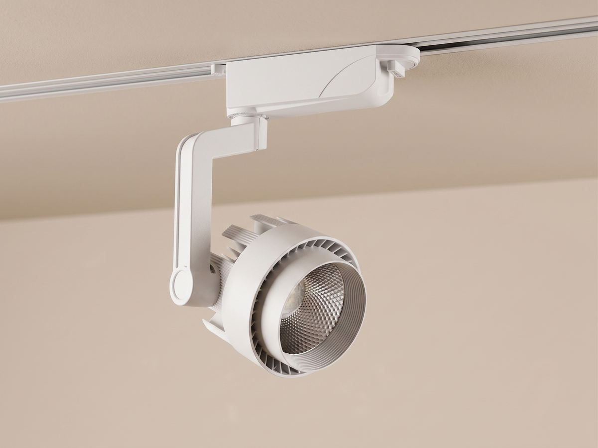 Track Light with a modern design, white and adjustable.