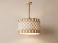 Modern cylindrical chandelier with macramé and jute rope designs
