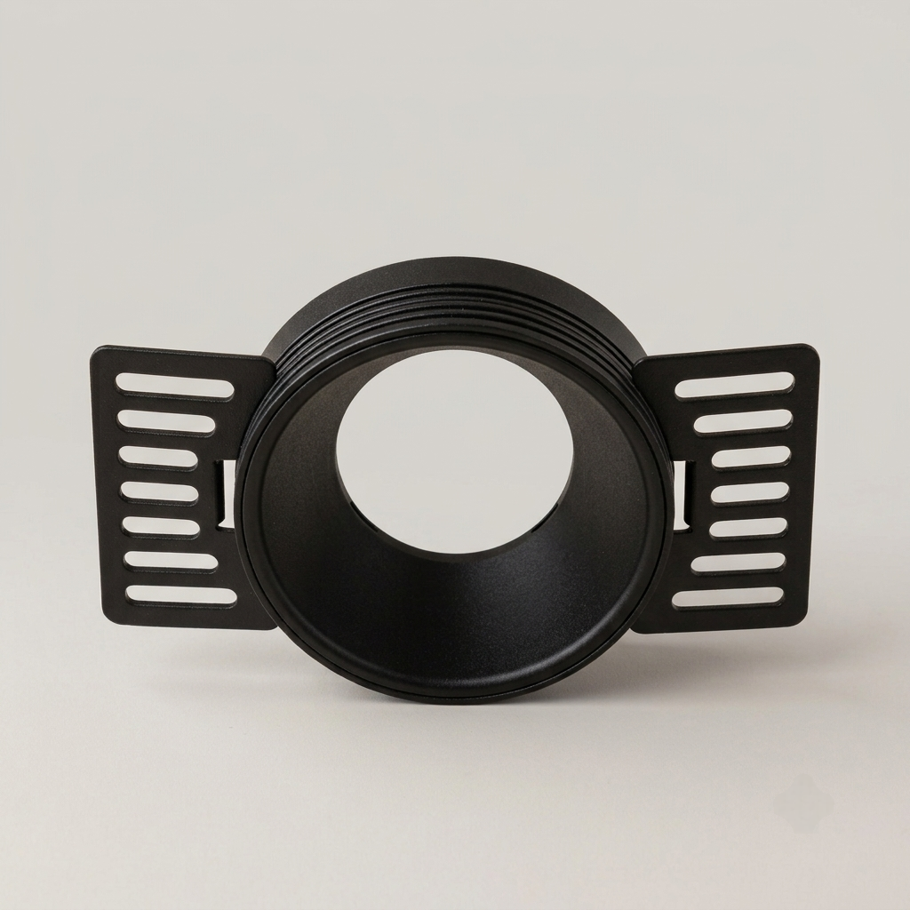 Matte black adjustable recessed spotlight trim