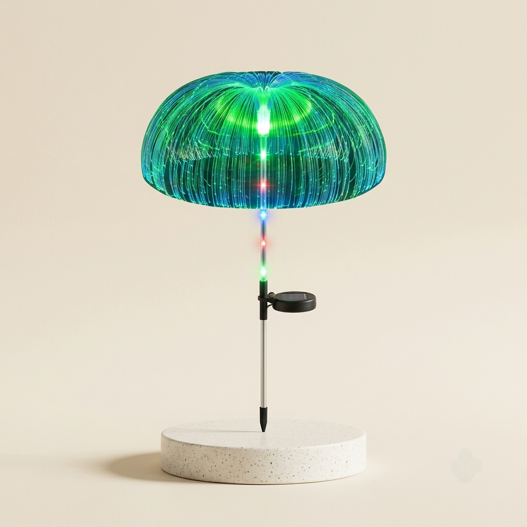 Solar fiber-optic jellyfish garden light