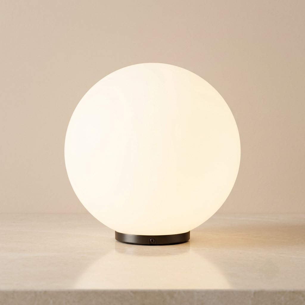 Frosted glass sphere table lamp