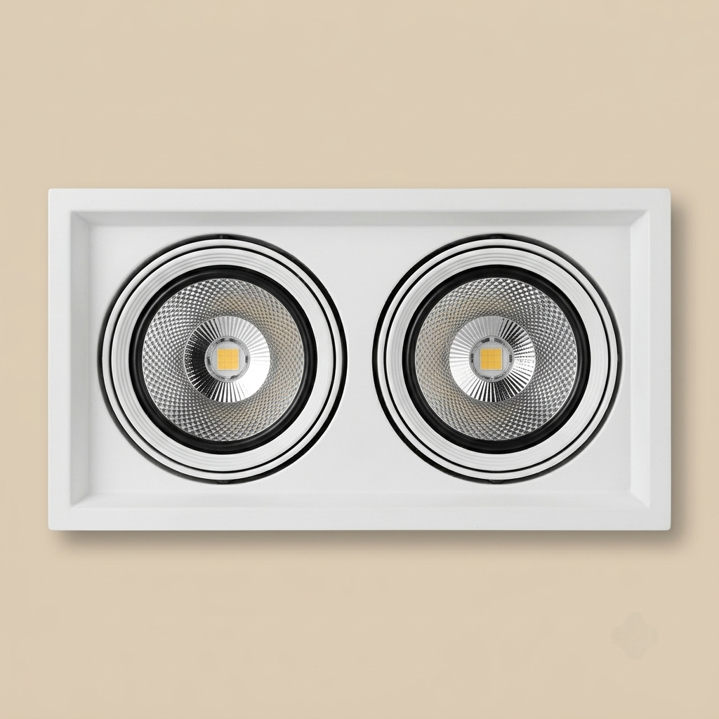 White double-head recessed COB LED spotlight