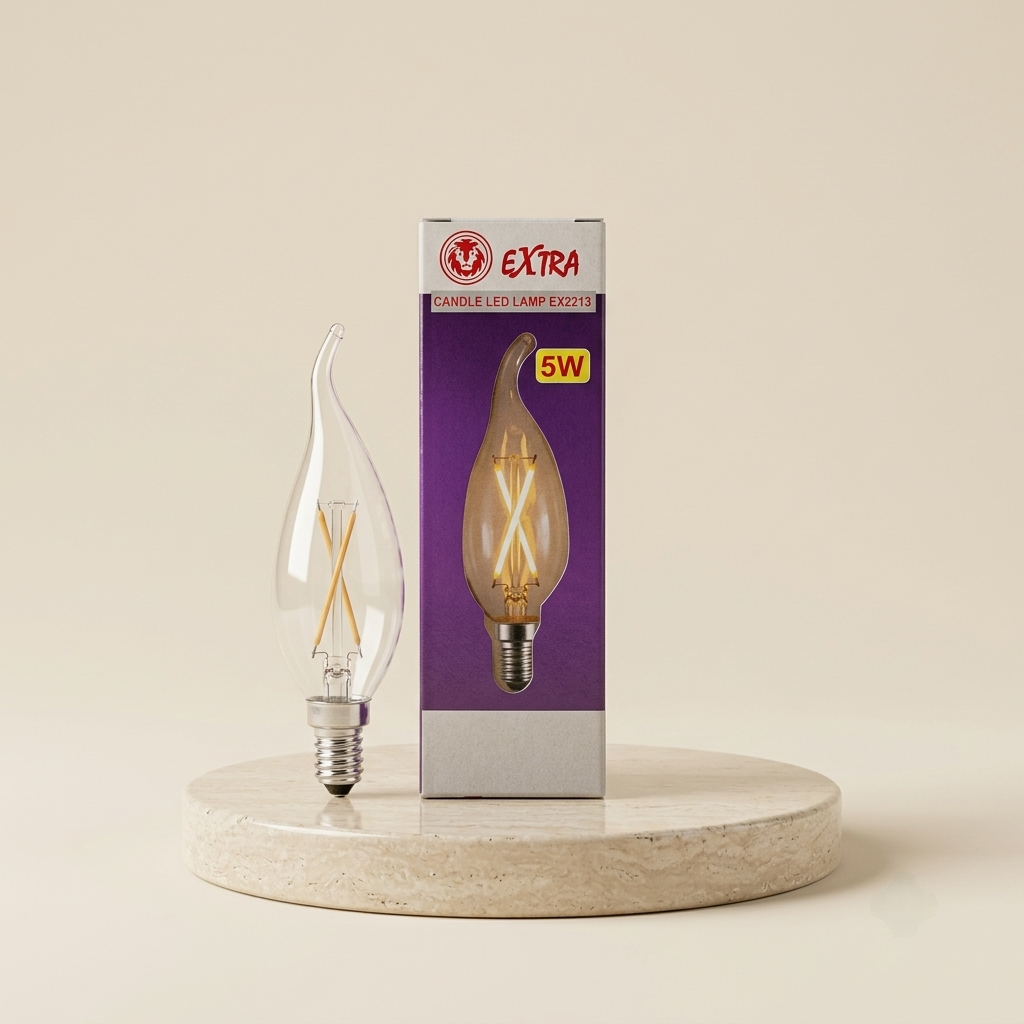 Extra candle LED filament bulb, clear glass, E14