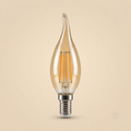 Amber candle-flame filament LED bulb, E14