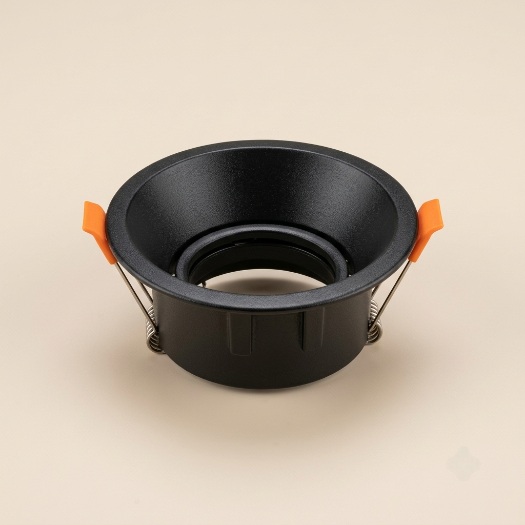 Black stepped double-ring baffle recessed spotlight trim
