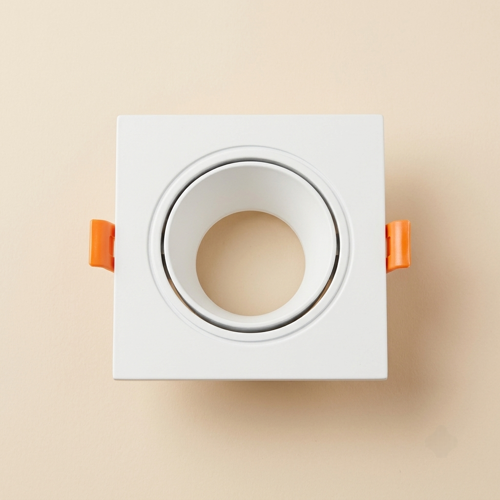 White square adjustable gimbal recessed spotlight
