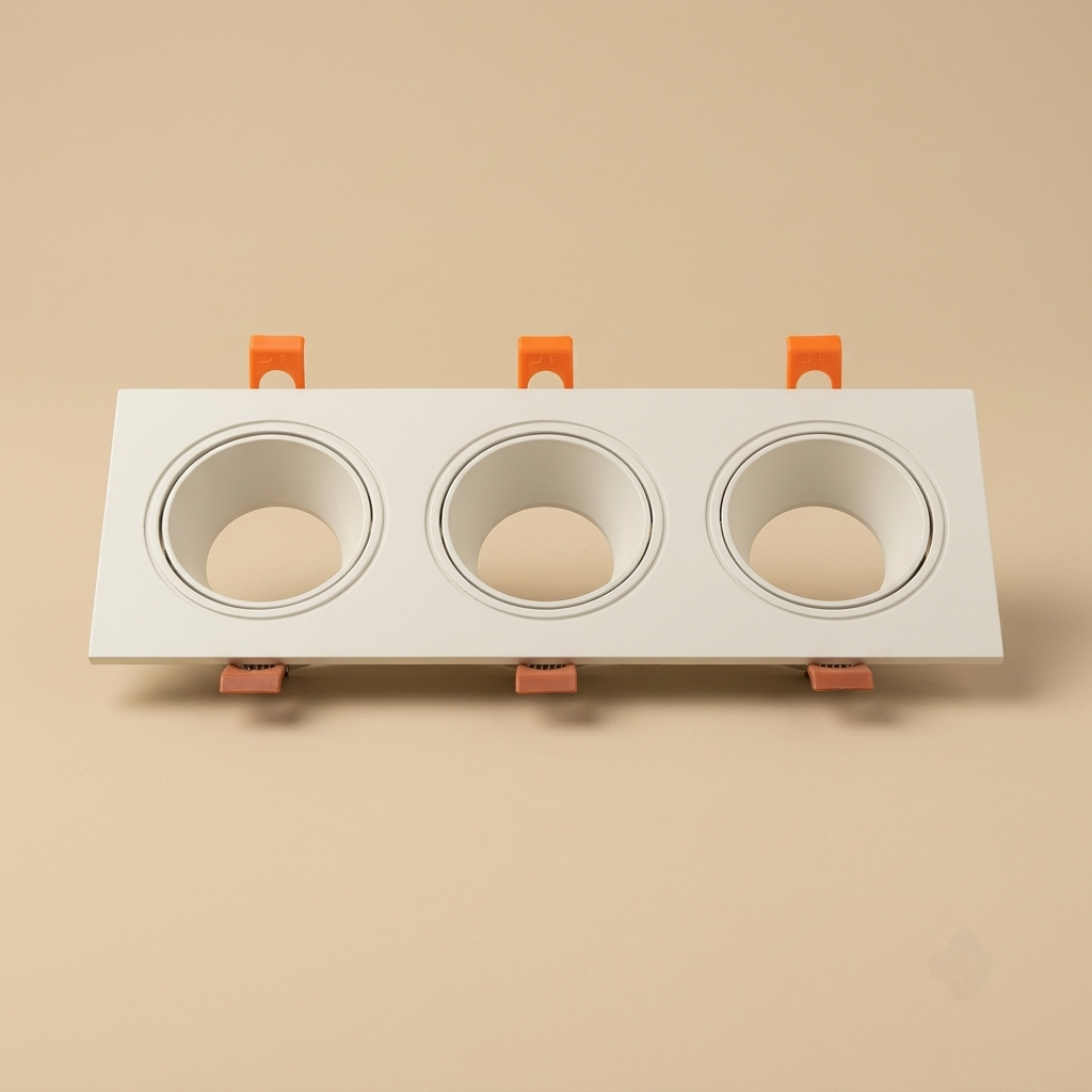 White triple-head recessed spotlight fixture
