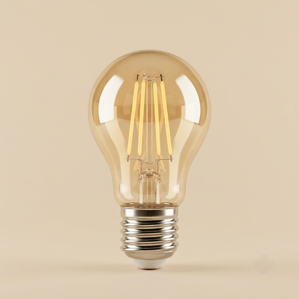 Amber A60 filament LED bulb, E27