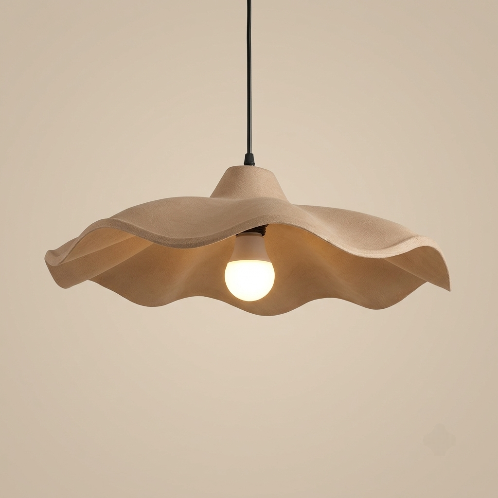 Sandstone donut pendant light with exposed bulb