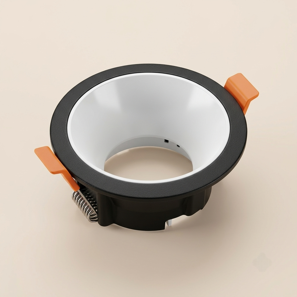 Black and white two-tone recessed spotlight trim