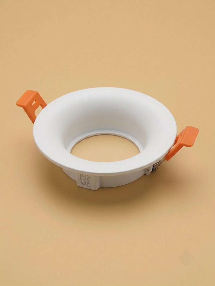 Round white recessed spotlight trim with conical reflector
