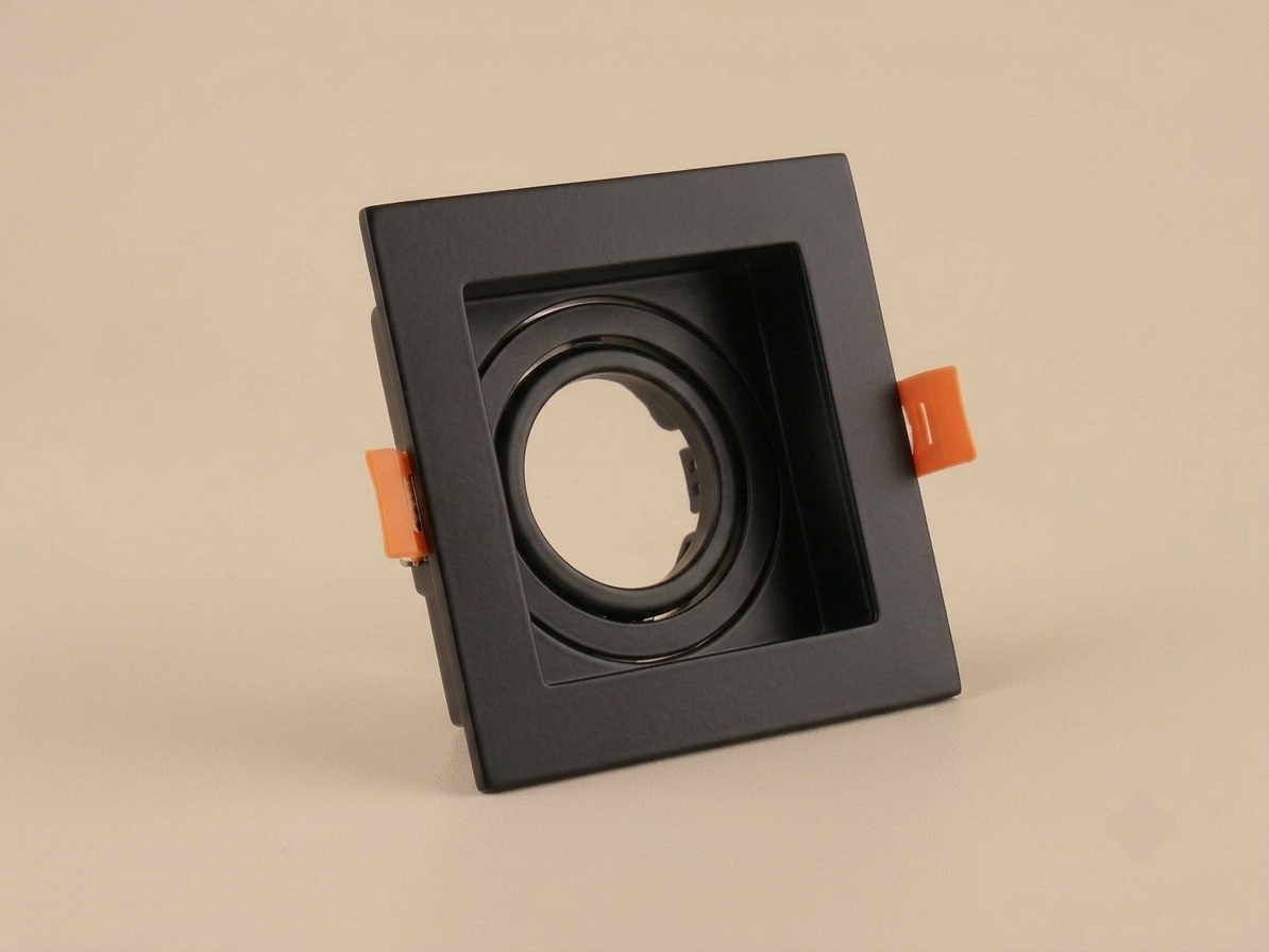 Black square adjustable gimbal recessed spotlight