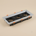 Silver-framed triple-head adjustable recessed spotlight