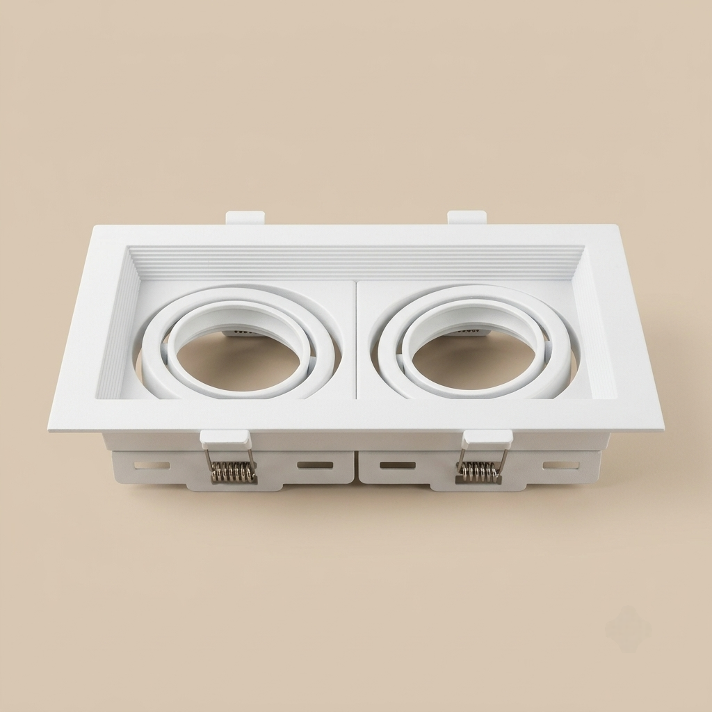 All-white double-head adjustable recessed spotlight